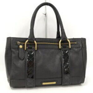 BURBERRY Boston Bag Nova Check Leather Black